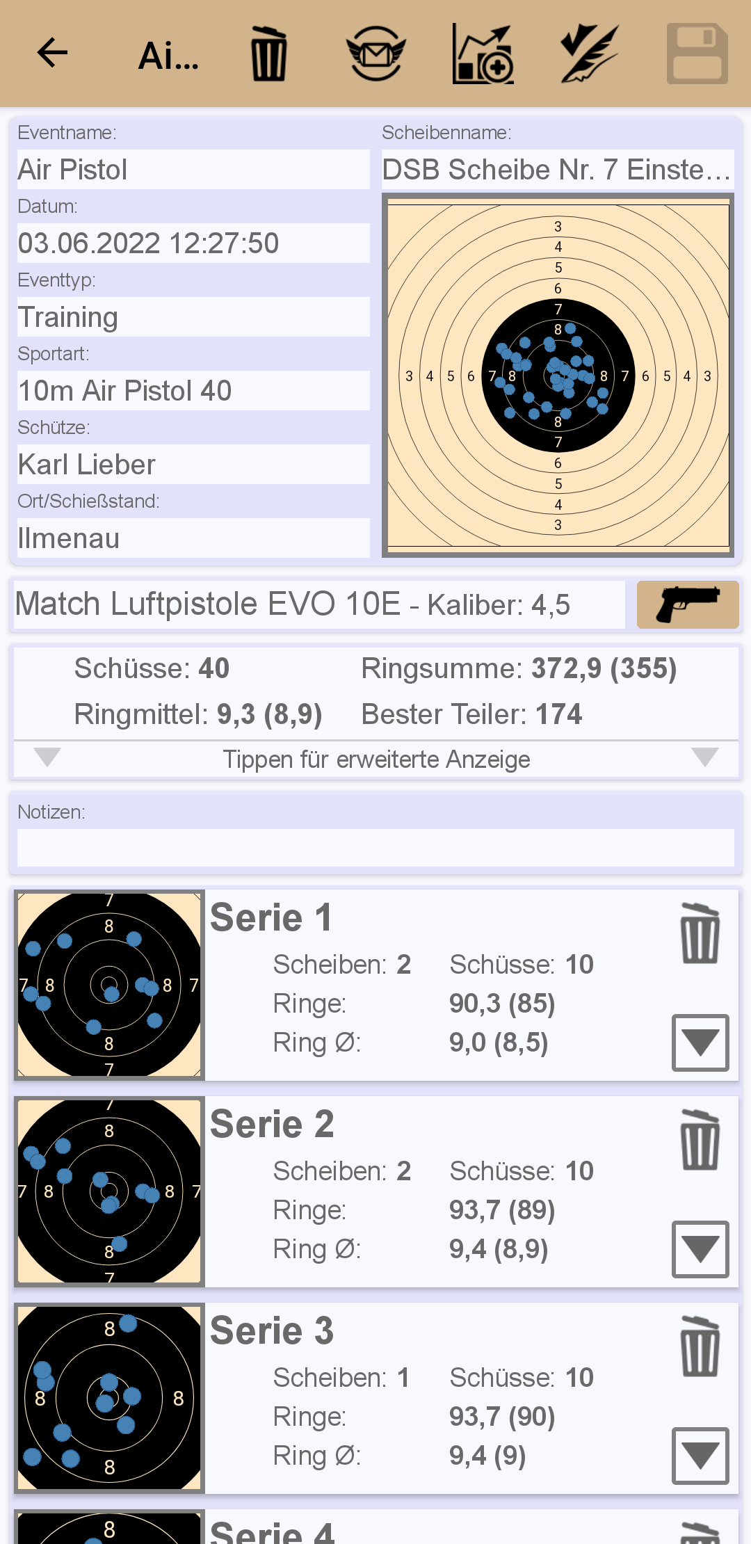 Schießbucheintrag